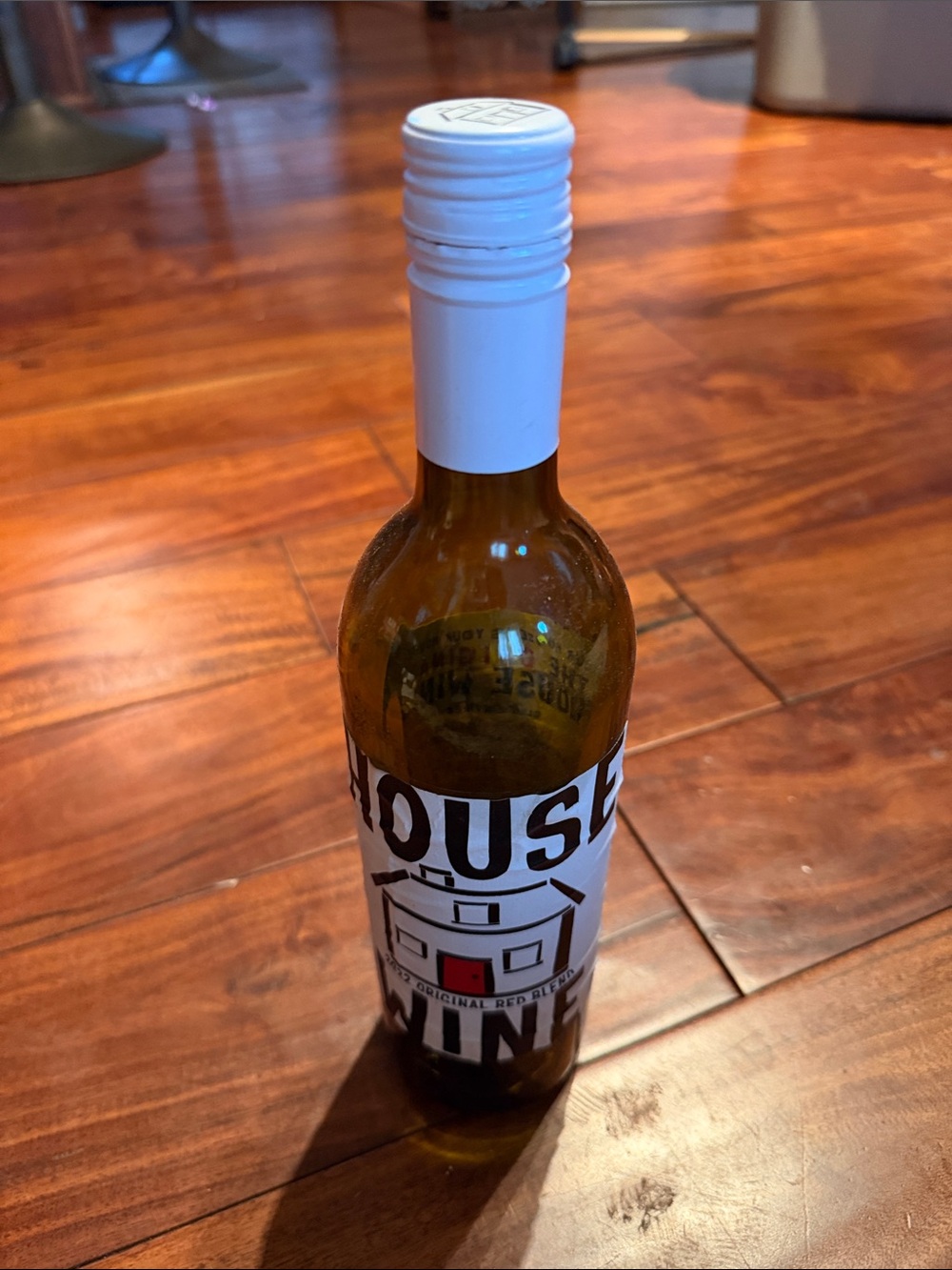 Empty House Red Wine Bottle with White Cap